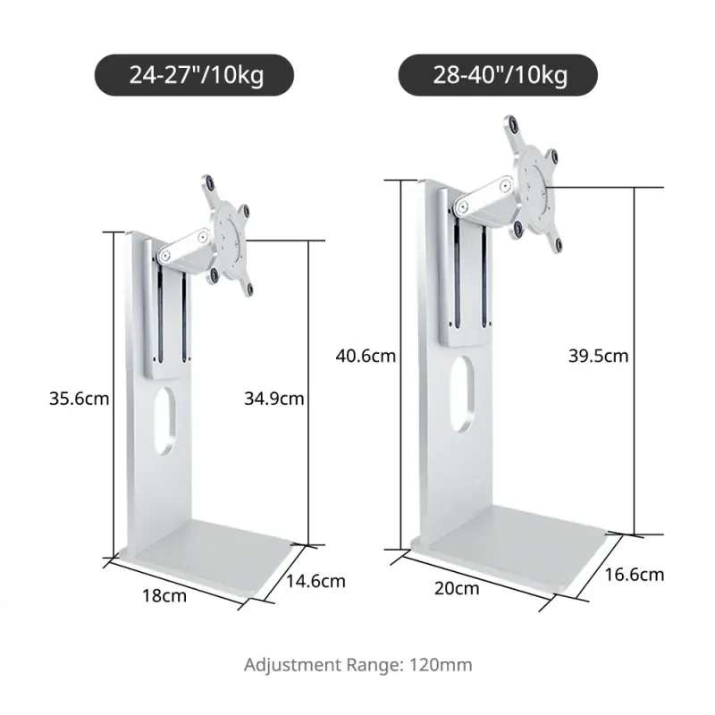 Universalus Kuycon VESA laikiklis – reguliuojamas pagrindas 24"–40", VESA 100×100