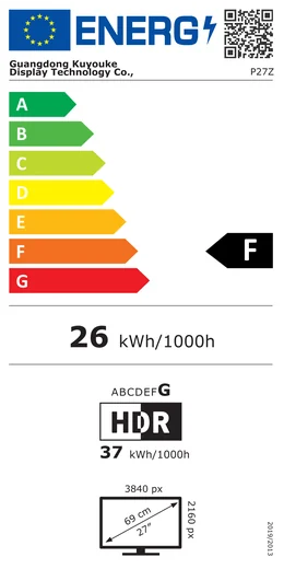 EU-energimærke for Kuycon P27Z, klasse F
